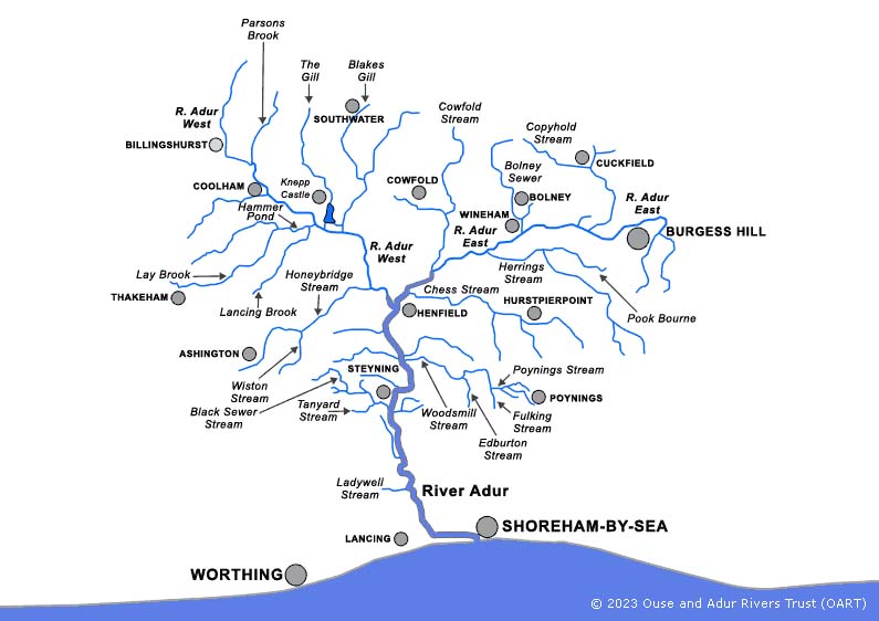 Map of the River Adur catchment
